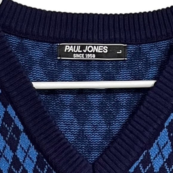 Paul Jones Blue Argyle Sweater Vest Size Large - Picture 7 of 10